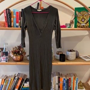 Green sweater dress , tight fitted , long sleeve